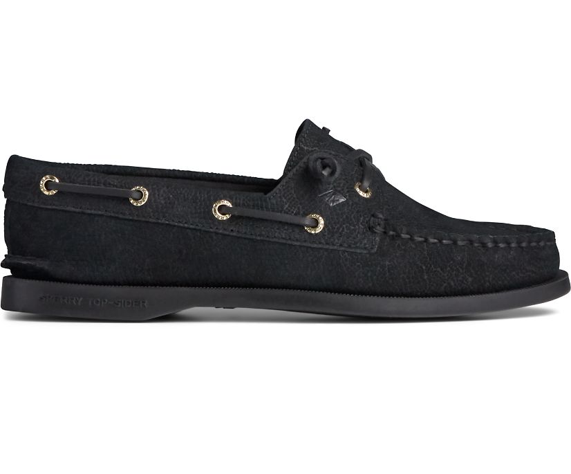 Sperry Authentic Original Vida Serpent Leather Boat Shoes - Women's Boat Shoes - Black [MV1896472] S